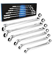 PTSTEL Ratcheting Wrench Set, Extra Long Double Box End Wrench Set,Flex-Head Metric Spanner Set, ...