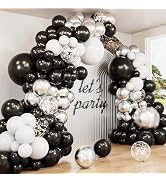 Haolongfa Black and Silver Balloons Garland Arch Kit, 135 Pcs, Party Decor | Silver Black White a...