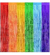 PatiCool Thicken Rainbow Streamers 2 Pack 3.2 x 8.2 FT for Rainbow Birthday Party Decorations, Fo...