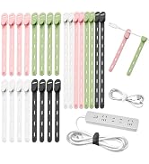 Nearockle Silicone Cable Ties Cord Organizer, 24Pack 5" and 9.6" Reusable Cable Organizer Managem...