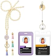 Women Lanyard with id Badge Holder,Silicone Wooden Beaded Lanyard for ID Badges Keys,Cute Breakaw...