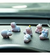 Rislobx Hippo Resin Car Dashboard Decor, 6Pcs Car Dashboard Decorations, Cute Car Ornament Rearvi...