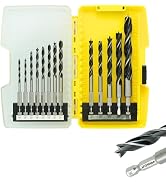 Brad Point Drill Bits Set, 13pcs for Woodworking, 1/4