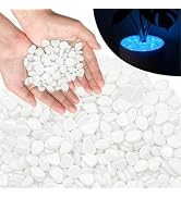 PoYang 500pcs Glow in The Dark Rocks Outdoor - White Resin Glowing Pebbles for Landscaping, Garde...