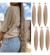 Ash Blonde Braiding Hair Pre Stretched Knotless Braiding Hair Synthetic Fake Hair Extension for B...