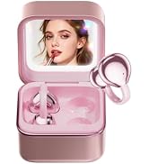 CHENRUIDA Clip On Earbuds Open Ear Headphones Wireless Bluetooth 6.0 with Makeup Mirror LED Light...