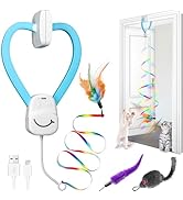 Interactive Cat Toys for Indoor Cats,Automatic String Feather Wand Teaser Enrichment Toy,USB-Rech...