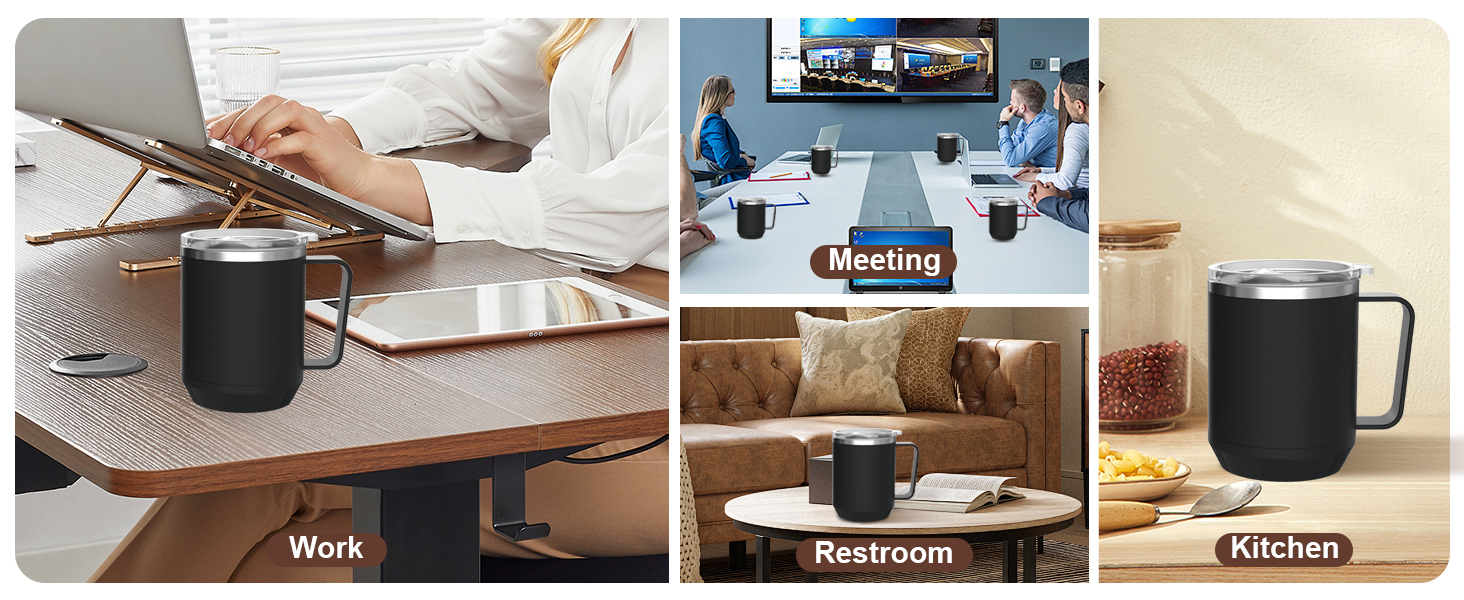 Stainless Steel Heated Coffee Mug Cup with Flat Bottom Suitable for Different Coffee Mug Warmer