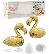 boeemi Toilet Bolt Covers Decorative- 2PCs Gold Flamingo Toilet Screw Caps Ceramic Bathroom Decor...