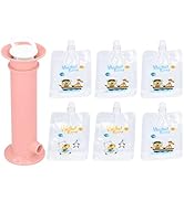 Squeeze Station, Reusable Pouch Filling Station with 6 Pouches for Infant, Babies and Toddlers, P...