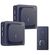 BN-LINK Wireless Doorbell with 2 Receivers, IP55 Waterproof 1000 Feet with 58 Chimes & LED Flash ...