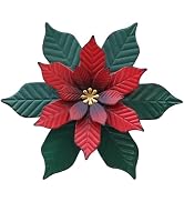 YEAHOME Chrismas Wall Decorations Indoor - 11 inch Metal Flower Wall Art Decor, Poinsettia Yard G...