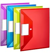 Plastic Envelopes, LEOBRO 4 Pack Plastic File Folders for Documents, Plastic Envelopes with Snap ...