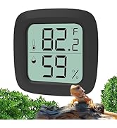 Oasirep Black Reptile Thermometer and Hygrometer – LCD Digital Temp & Humidity Gauge for Bearded ...