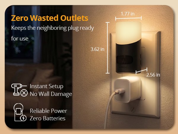 Zero Wasted Outlets Keeps the neighboring plug ready for use