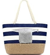 Fammart Beach Bags Waterproof Sandproof for Women, Large Canvas Pool Bag with Leakproof Wet Pocke...