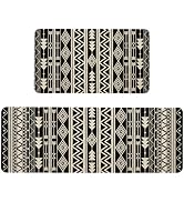 Kuyuayee Black Boho Kitchen Mats Set of 2 Non Slip Black and White Farmhouse Kitchen Rugs Bohemia...