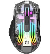 Bluetooth Wireless Mouse,Tri-Mode 2.4G/USB-C/Bluetooth Mouse Up to 3600 DPI,Transparent Mechanica...