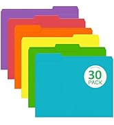 File Folder, PANDRI 30 Pack Colored File Folder, 1/3 Cut Tabs, Letter Size, Assorted 6 Colors Fil...