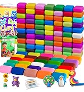 Wolwefa Air Dry Clay 100 Colors Foam Clay Non-Sticky Soft Air Dry Foam Clay, Moldable Super Light...