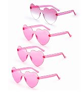 Iioscre Heart Shaped Sunglasses for Women:4 Pairs Colorful Rimless Heart Glasses Transparent Hear...
