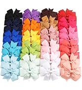 CÉLLOT 40Pcs 3 Inch Boutique Grosgrain Ribbon Pinwheel Hair Bows Alligator Clips For Girls Toddle...