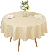 Jeloris Round Vinyl Tablecloth 48 Inch, Waterproof Oil Proof Heavy Duty PU Tablecloth, Wipeable S...