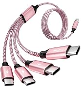 Travel & Car USB C Charger Cord, USB C Splitter 4 in 1 Multi Charging Cable | Charging Cable with...