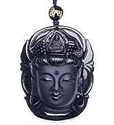 vv8oo Necklace Black Obsidian Pendant Adjustable Bead Chian for Women Men