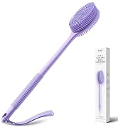 CORATED Silicone Back Scrubber for Shower, Exfoliating Body Scrubber with Long Handle, 2-in-1 Bod...