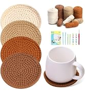 UzecPk Crochet Kit for Beginners, Crochet Kit, 4 Pcs Crochet Coasters Kits with Crochet Yarn, Cro...