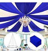 FUHSY Blue Ceiling Drapes Ceiling Draping Hanging Kit 6 Panels 5ft x 10ft Royal Blue Wedding Arch...