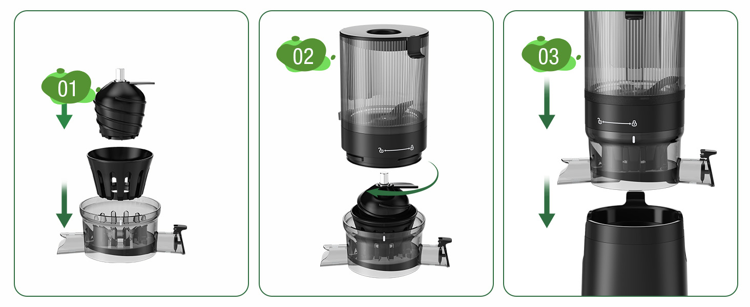 TUUMIIST Cold Press Juicer with 5.3" Extra Large Feed Chute Fit Whole Fruits & Vegetables