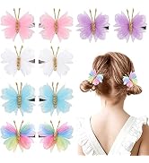 Oaoleer Hair Clips, 10PCS Mini Butterfly Hair Barrettes, 2" Tulle Mesh, Colorful Butterfly Hair A...