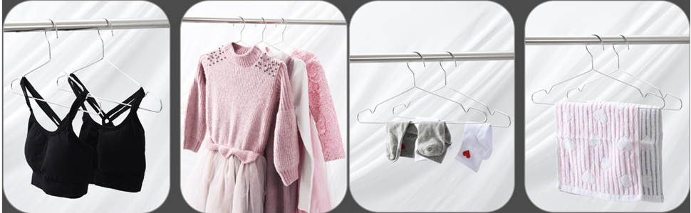 Metal hangers for drying bras, dresses, sweaters, socks, towels, ect.