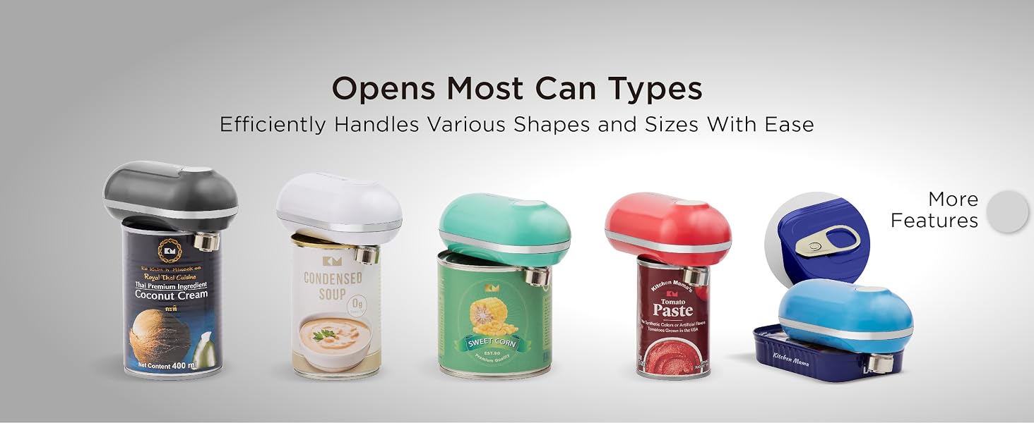 kitchen mama mini plus can opener opens most can types auto shut off side cuts opener hands free
