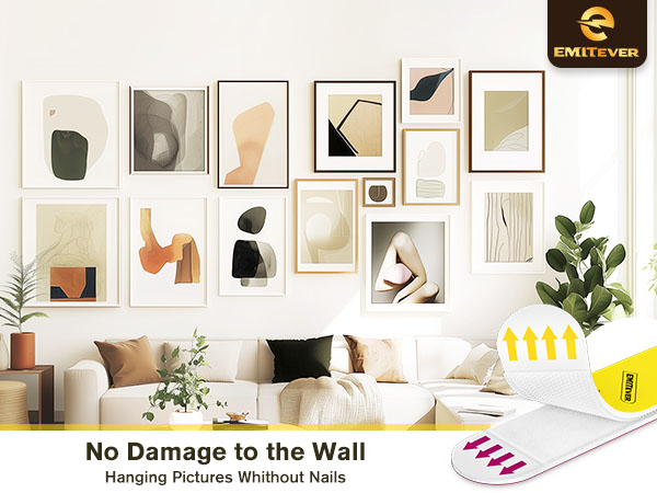 EMITEVER Picture Hanging Strips Heavy Duty, Damage Free Hanging Picture Hangers for Walls