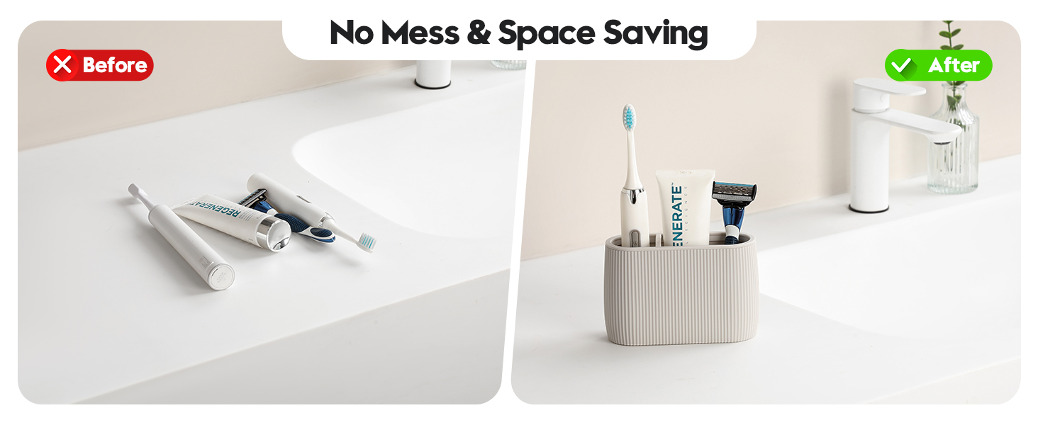 beige 2 Slot Toothbrush and Toothpaste Holder