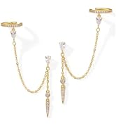MUMREUES Gold Earrings for Women Trendy 14K Gold Plated Dangle Earrings Small Hoop Huggie Drop St...