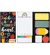 Xqumoi Teaching is A Work of Heart Sticky Notes Set 550 Sheets Blackboard Pencil Apple Shape Self...