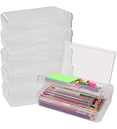 6 PCS Pencil Box,Double Layer Large Capacity Pencil Box,Hard Pencil Case with Snap-tight Lid,Plas...
