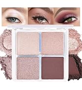 HHLTOH 4 Colors Dark Brown Champagne Rose Gold Eye Shadow Powder Palette Makeup, Neutral Matte Sh...