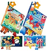 hahaland Baby Books 0-6 Months - 2 PCS Sensory Montessori Toys for Babies 0-6 Months with Crinkle...
