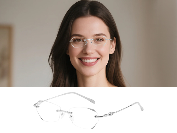 reading glasses women, blue light blocking reading glasses, rimless reading glasses
