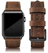 EDIMENS Leather Bands Compatible with Apple Watch 45mm 42mm 44mm Band Men Women, Vintage Genuine ...