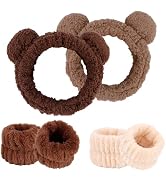 Canitor Bear Ears Spa Headband Wrist Bands Set for Washing Face Skincare Makeup Face Wash Cute Gi...
