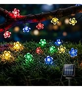 ASFSKY Flower Solar String Lights Outdoor Waterproof, 50LED Solar Fairy Flower Lights, 8 Modes De...