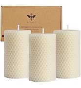Beeswax Pillar Candles Set of 3 - Handmade Pure Beeswax Rolled Candles for Gift & Home Decor (2×3...