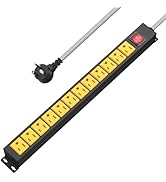 12 Outlet Heavy Duty Power Strip with 15A Circuit Breaker,Metal Wall Mount Power Strip for Garage...