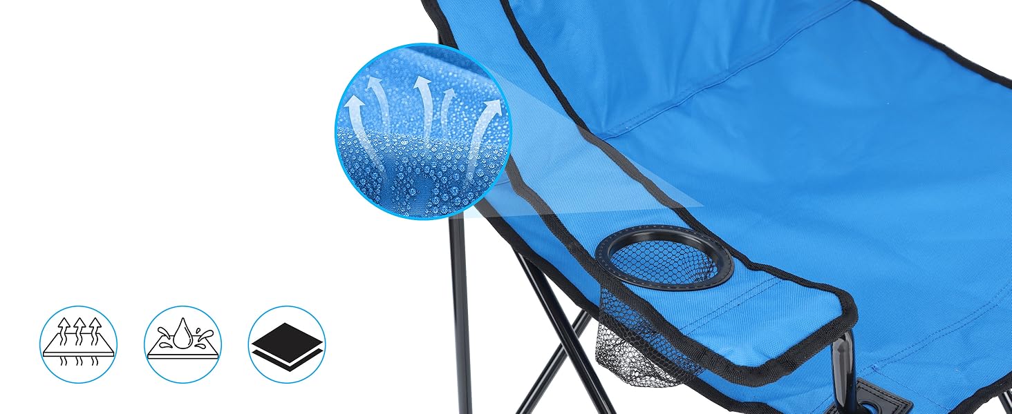Our foldable chairs are made of 600D oxford fabric and used double stitches for durable use